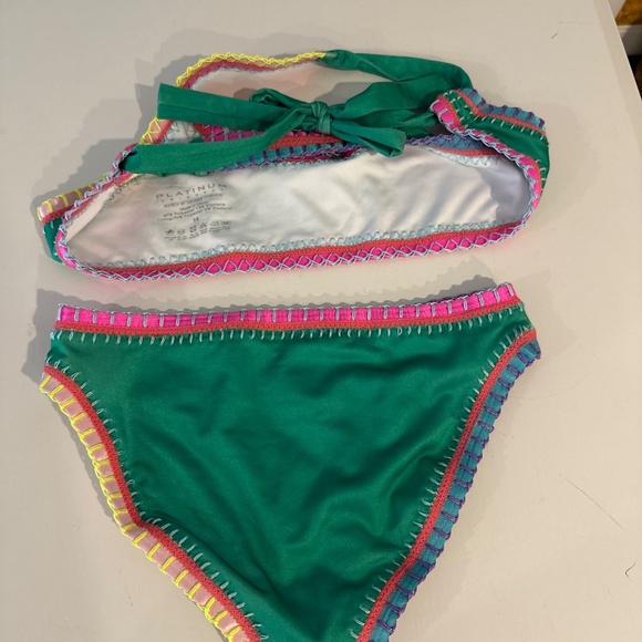 PQ Swim Sporty Rainbow Embroidered Two-Piece Bikini, Ireland Green - Picture 2 of 4
